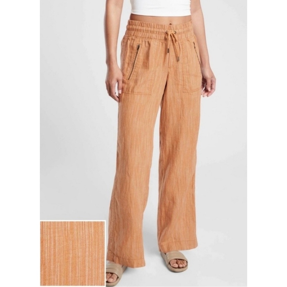 Athleta Cabo Linen Wide-Leg Pants size 8